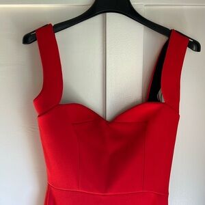Victoria Beckham long Red Dress gown. Sweetheart neckline